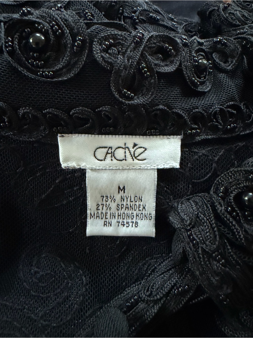 Vintage Y2K Cache beaded embroidered lace formal black blouse goth European M - Picture 10 of 11
